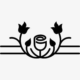 郁金香花的轮廓的叶子和藤蔓图标