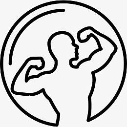 肌肉发达的男性躯干轮廓内圆图标