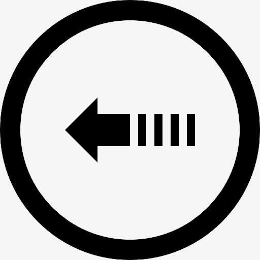 左箭头多线的圆形按钮图标