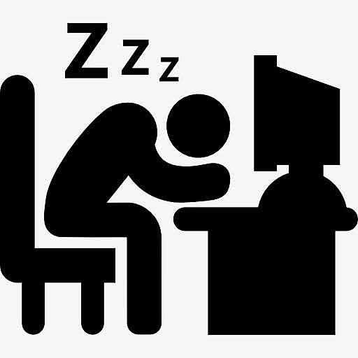 办公室的工人睡在他的办公桌在工作图标