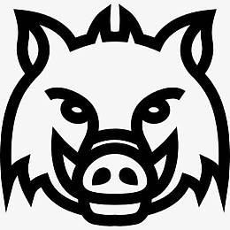 野猪头正面的轮廓图标