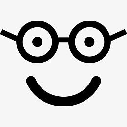 Nerd幸福的笑脸在圆角方形脸图标