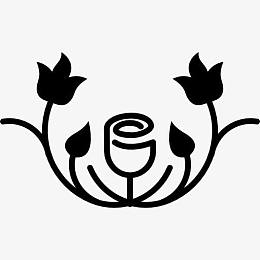 玫瑰的轮廓变的叶子的轮廓和藤蔓图标