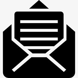 邮件打开信封信回黑色符号图标