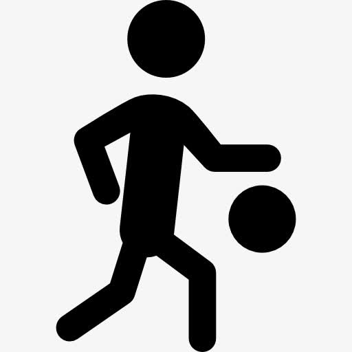 篮球运动员的剪影与球图标