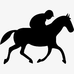 奔跑的马与骑师的黑色身影从侧面图标