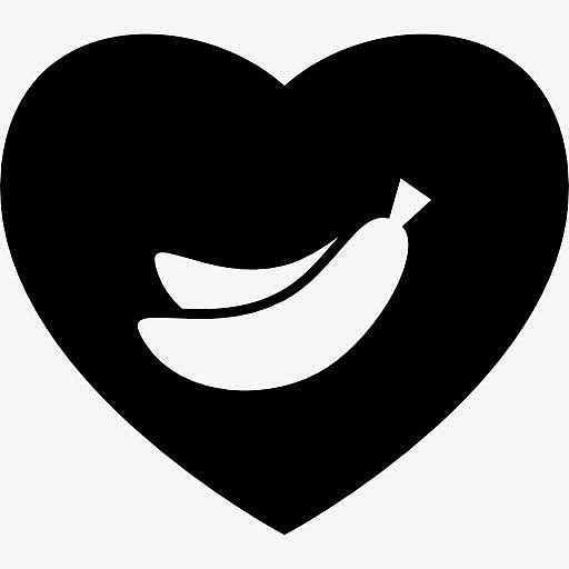 香蕉香蕉情人符号在心脏图标