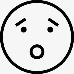 表情的面部轮廓张大了嘴，扬起的眉毛图标