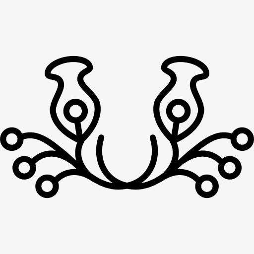 花钟型轮廓的花蕾和藤图标