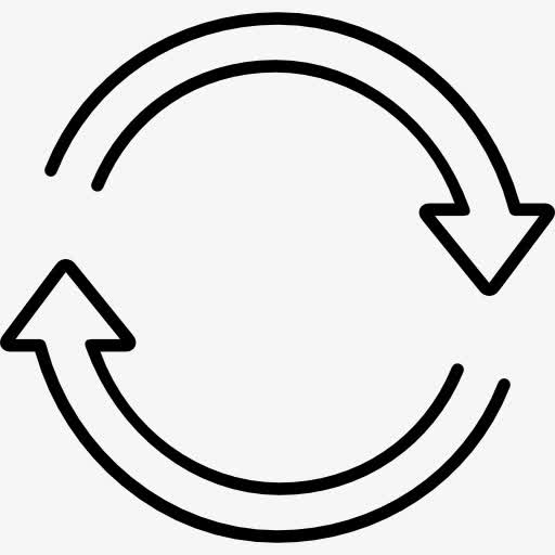 两箭顺时针转动圈超薄轮廓图标