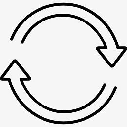 两箭顺时针转动圈超薄轮廓图标