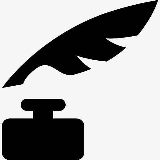 羽毛和墨水瓶的书写工具的轮廓图标