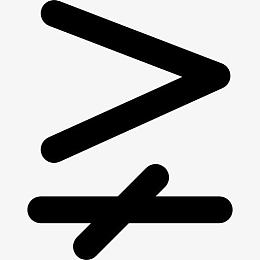 大于单线不等于数学符号图标