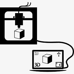 3D打印机连接到电脑打印一个立方体图标