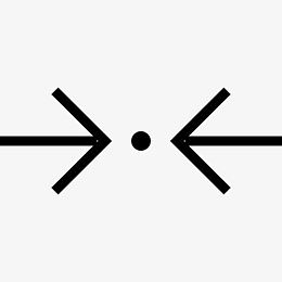 两水平箭头指向一个点在中间，他们图标