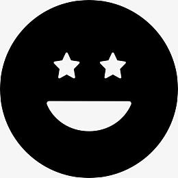 开心的微笑表情的方脸，眼睛像星星图标