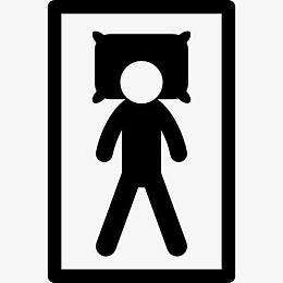 疲惫的人休息，躺在床上图标