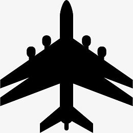 黑色的双翼飞机形状图标