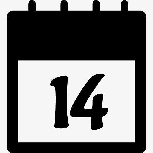 2月14日的日历页界面符号图标