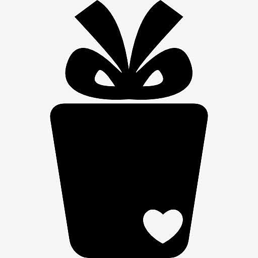 盆植物礼品丝带和心脏图标