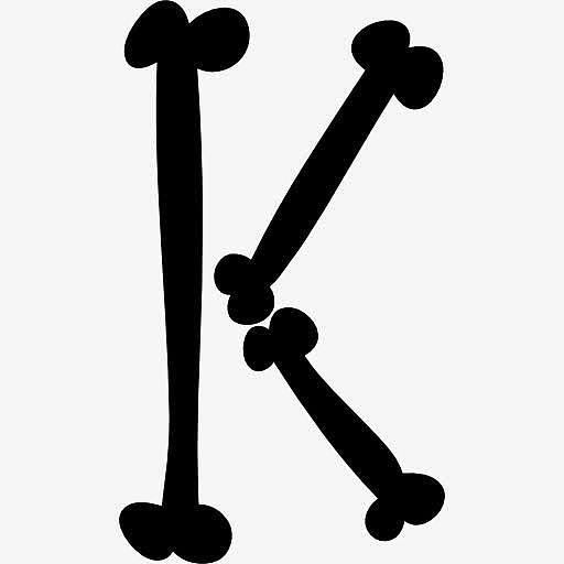 字母K填充骨万圣节字体图标