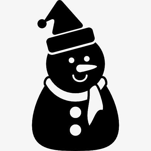 圣诞雪人的帽子和围巾和黑色图标