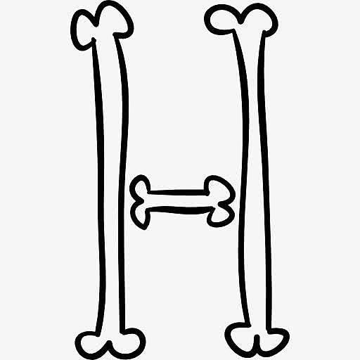 万圣节的骨骼轮廓字体字母H 图标