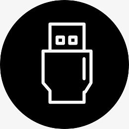 USB连接器薄大纲符号一圈图标