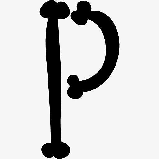 骨万圣节字体填充形状的字母P 图标