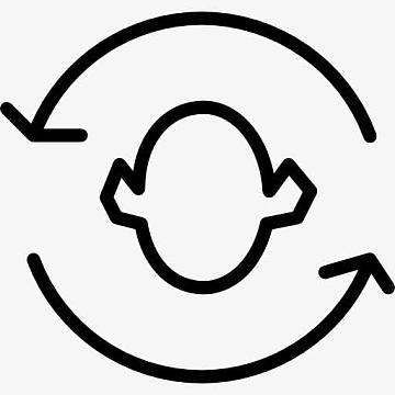 箭头围绕着一个头的剪影图标