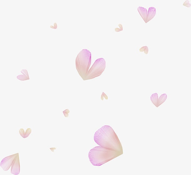 粉色手绘花瓣爱心