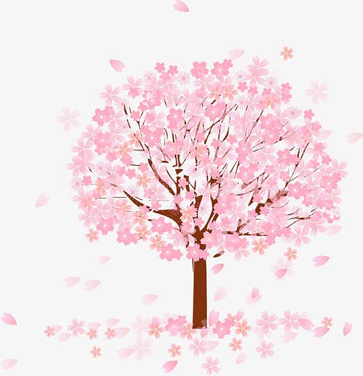 高清创意手绘粉红色的桃花开花的季节