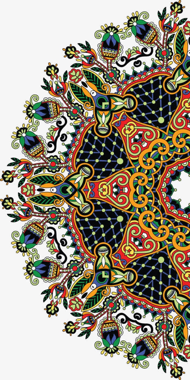 中国风彩色民族风花纹