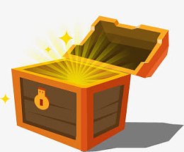 手绘游戏卡通打开的宝箱