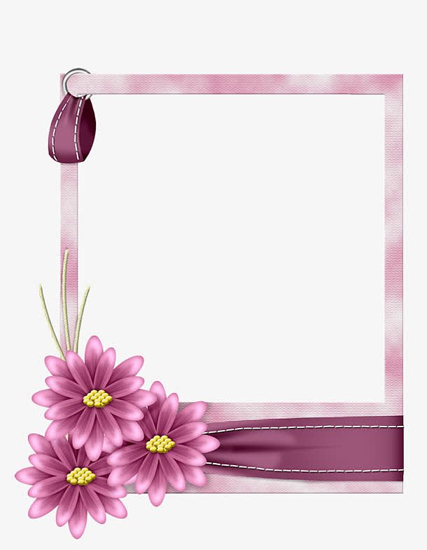 高清粉色花朵相框装饰