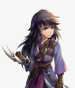 手持弯刀长发勇士