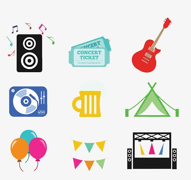 手绘彩色演唱会图标