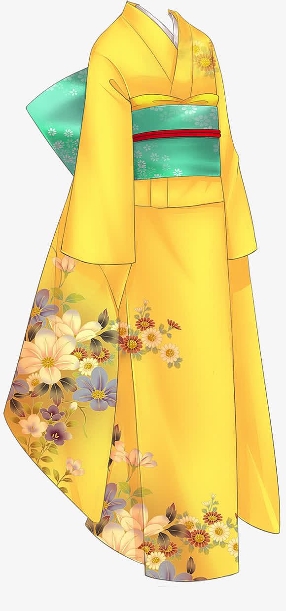 黄色花纹日本服饰