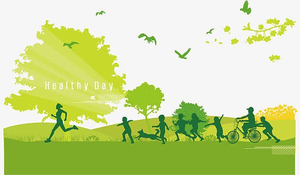 绿色生活png绿色白墙剪影绿色城市建设海报背景素材psdjpg环卫工人