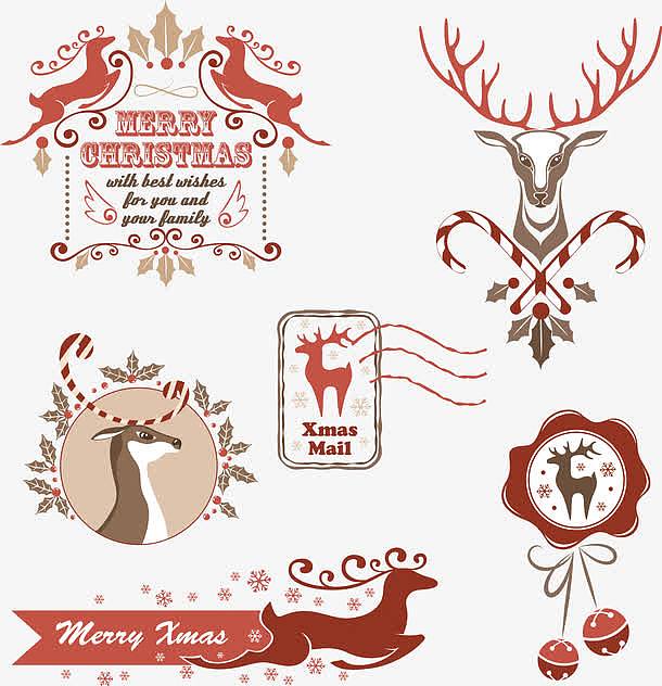 矢量各种圣诞小鹿装饰素材