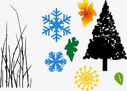 松树雪花枯叶子