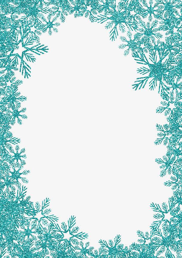 蓝色圣诞雪花装饰边框背景