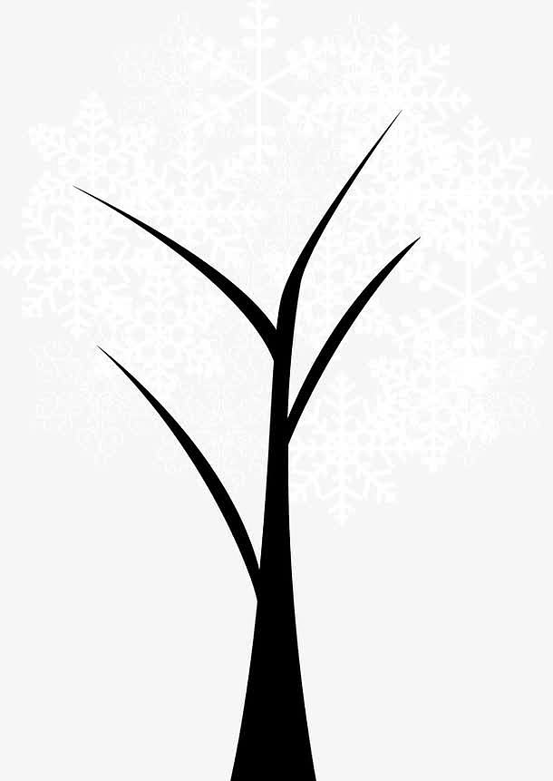 卡通手绘雪花树