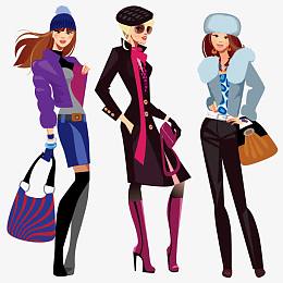 潮流时尚购物女郎矢量素材