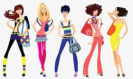 潮流时尚购物女郎矢量素材