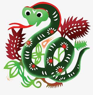 手绘绿色卡通小蛇装饰