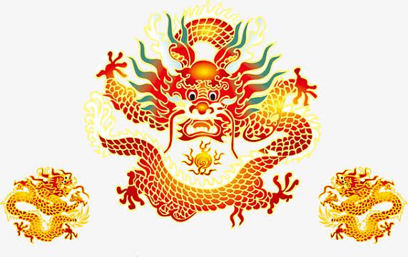 高清创意合成效果黄色的中国龙