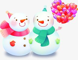 情侣雪人温情暖冬图片