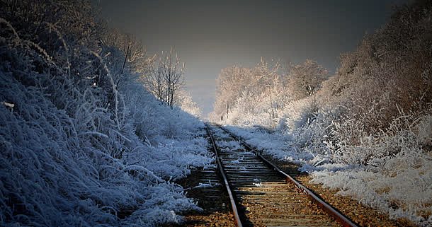 环境渲染效果轨道冬天雪景
