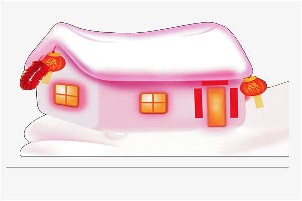 浪漫卡通粉色房屋